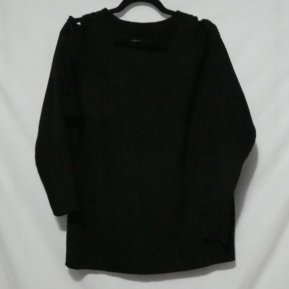 SHEIN CURVE | 1X | Black Knit V-Neck Sweater | Full Lace-Up Sleeves - Picture 1 of 16